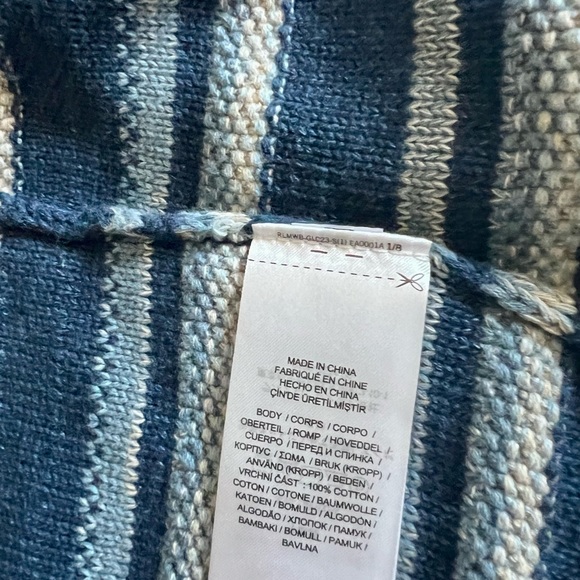 NWT Lauren Ralph Lauren Striped Cotton Fringe-Trim Cardigan Sweater Oversize Fit - Picture 14 of 16